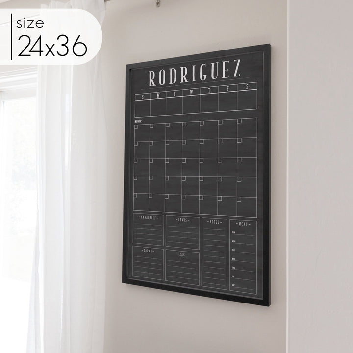 Week & Month Combo Framed Chalkboard + 6 sections | Vertical Swanson