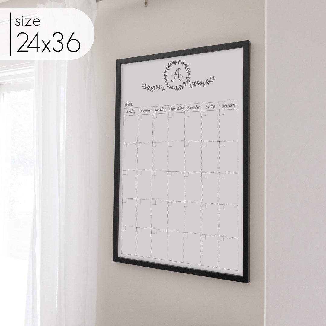 Monthly Framed Whiteboard Calendar | Vertical Donna