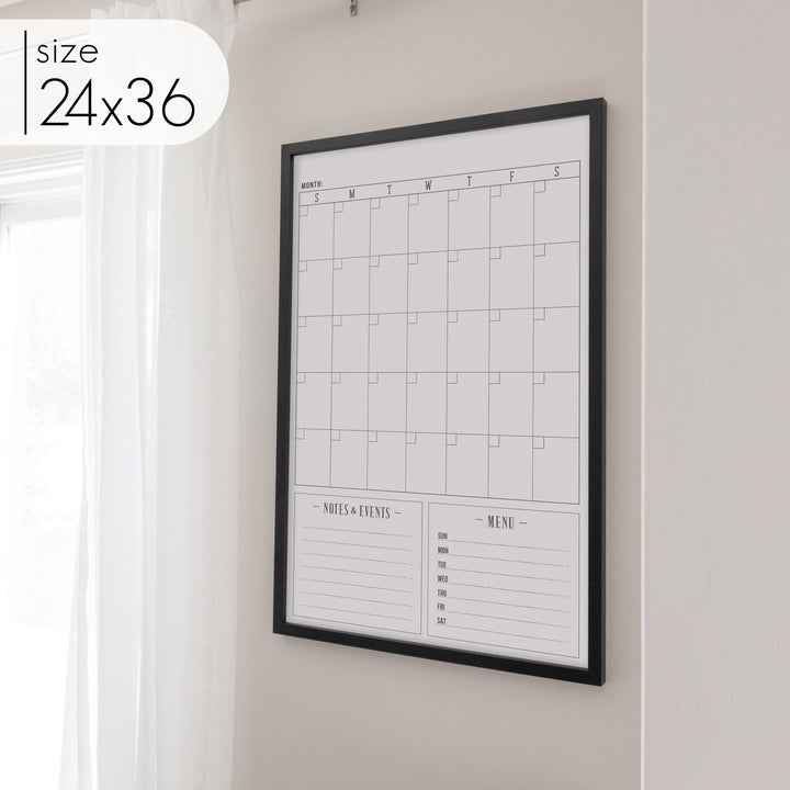Monthly Framed Whiteboard Calendar + 2 sections | Vertical Multi-style