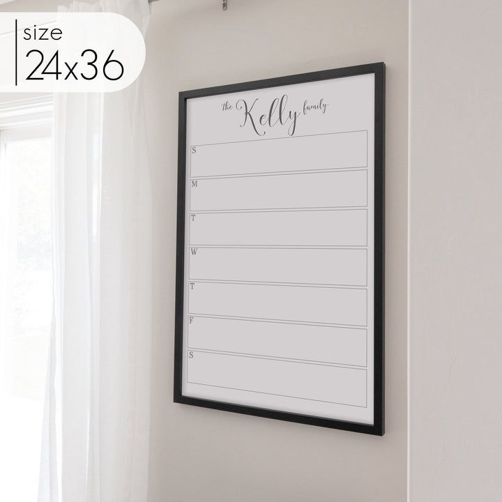 Weekly Framed Whiteboard Calendar | Vertical Knope