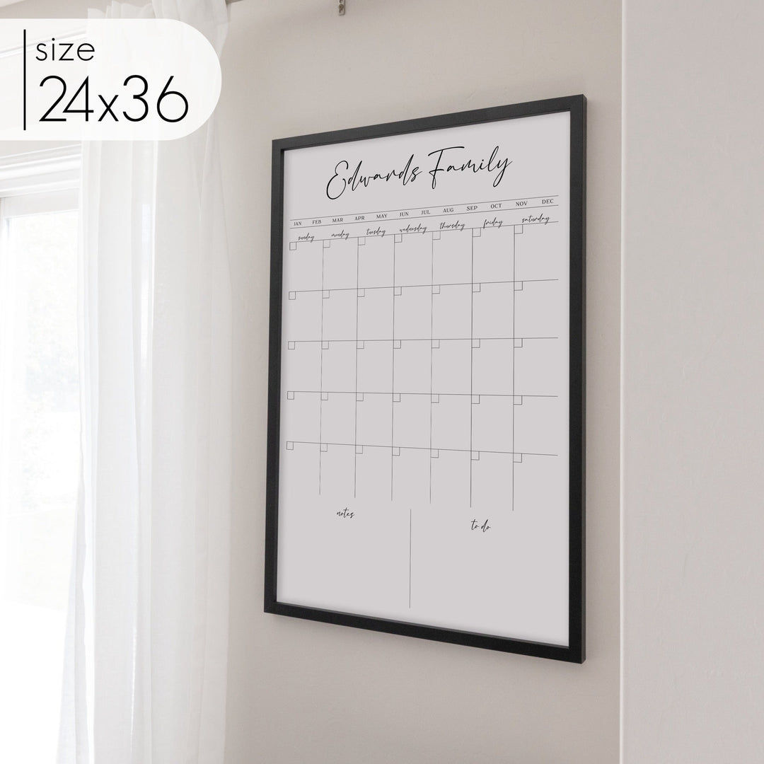 Monthly Framed Whiteboard Calendar + 2 sections | Vertical Pennington