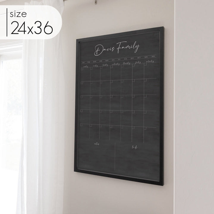 Monthly Framed Chalkboard Calendar + 2 sections | Vertical Pennington