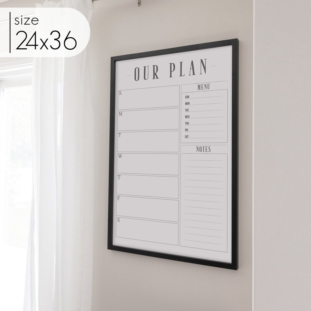 Weekly Framed Whiteboard Calendar + 2 sections | Vertical Swanson