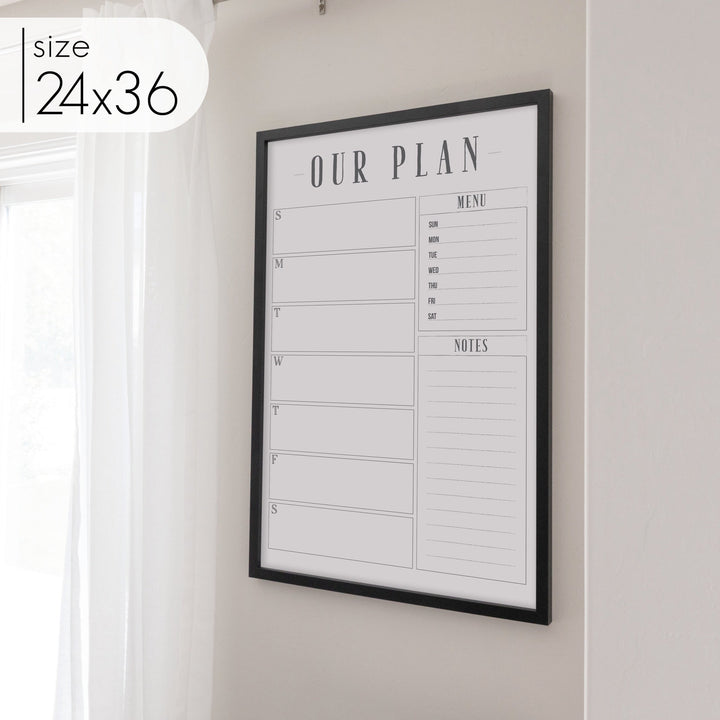 Weekly Framed Whiteboard Calendar + 2 sections | Vertical Swanson