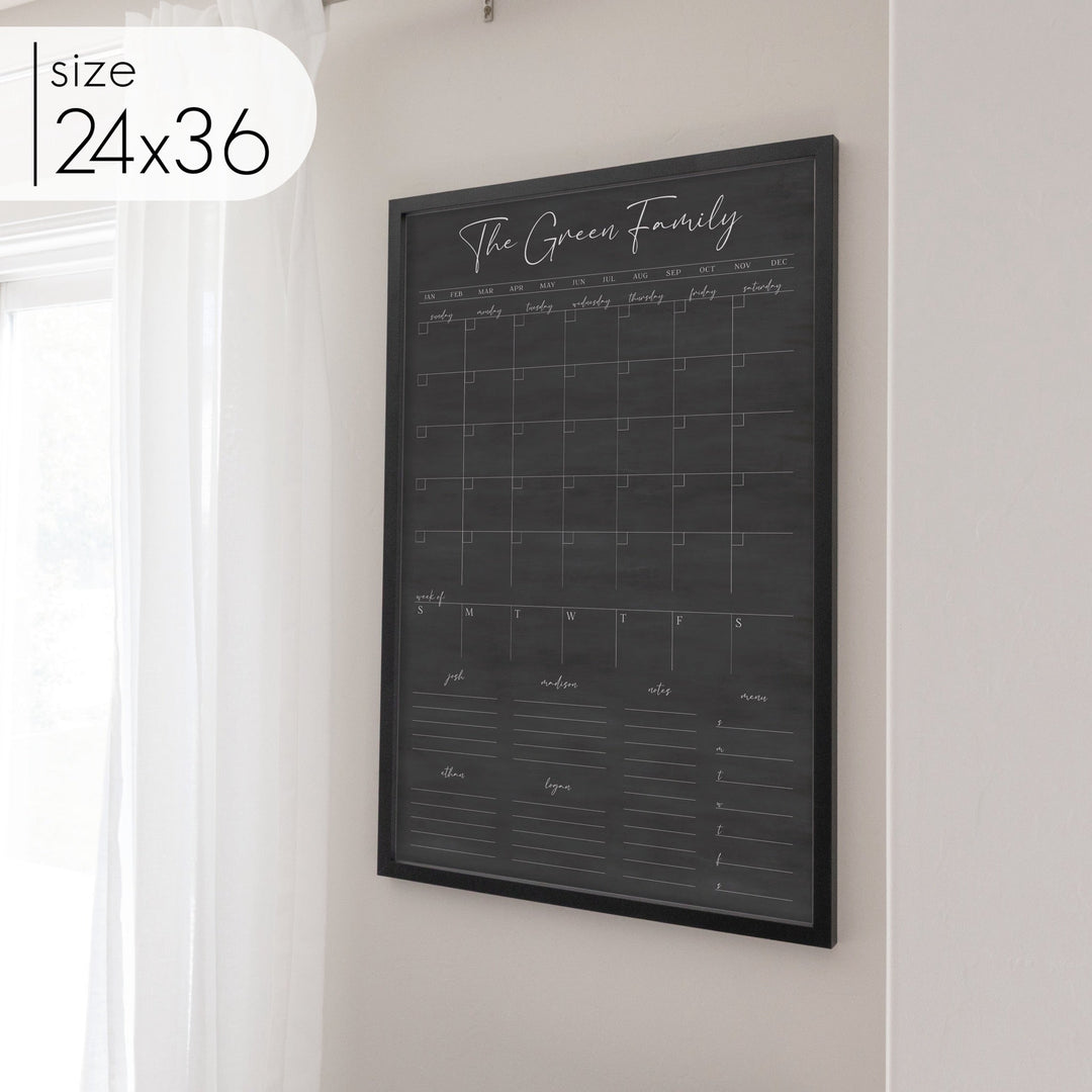 Week & Month Combo Framed Chalkboard + 6 sections | Vertical Pennington
