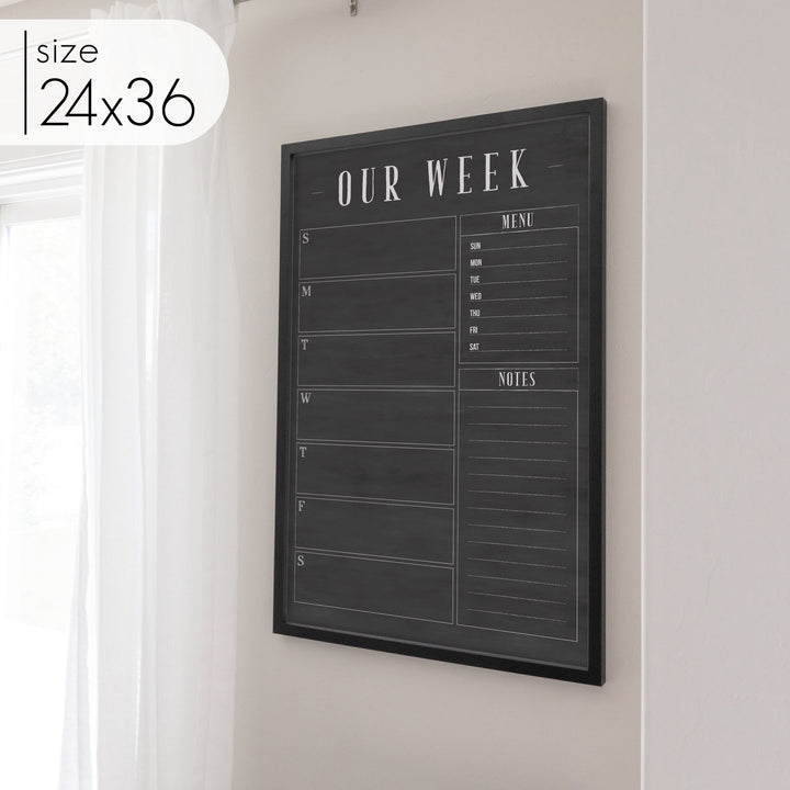 Weekly Framed Chalkboard Calendar + 2 sections | Vertical Swanson