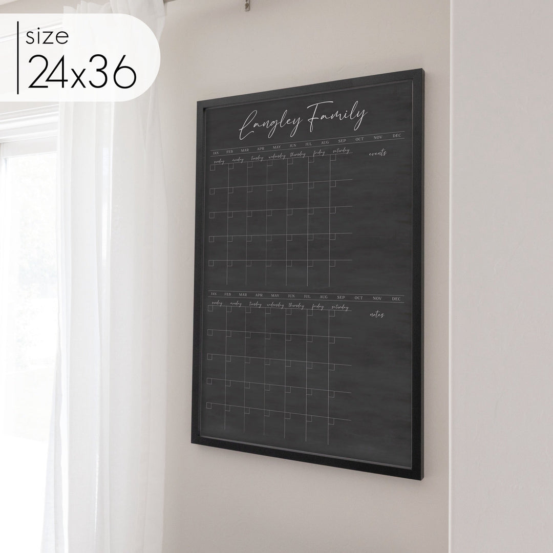2 Month Framed Chalkboard Calendar + 2 sections | Vertical Pennington