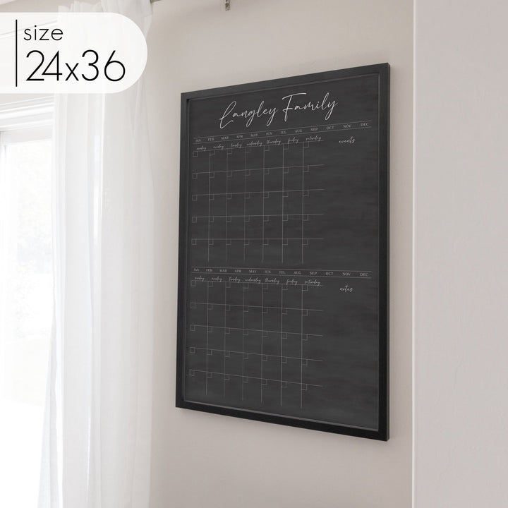 2 Month Framed Chalkboard Calendar + 2 sections | Vertical Pennington