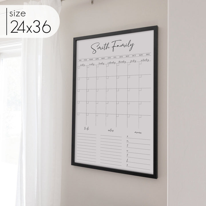Monthly Framed Whiteboard Calendar + 3 sections | Vertical Pennington