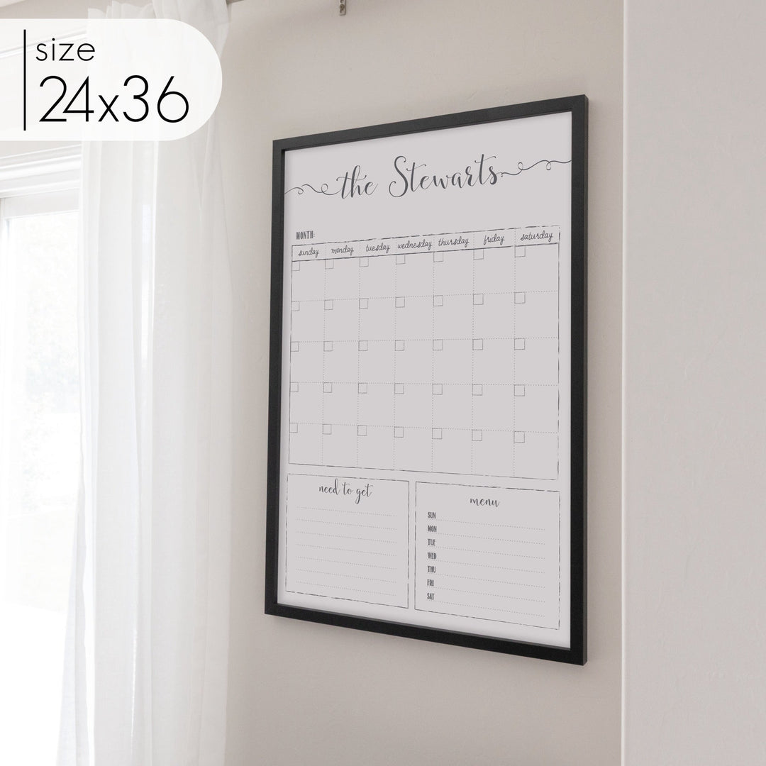 Monthly Framed Whiteboard Calendar + 2 sections | Vertical Knope