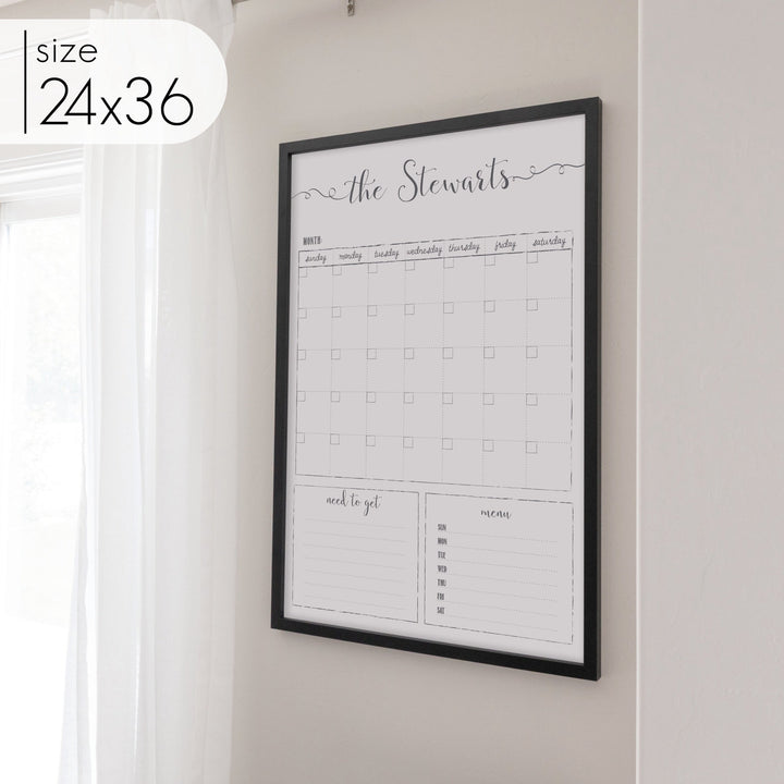 Monthly Framed Whiteboard Calendar + 2 sections | Vertical Knope