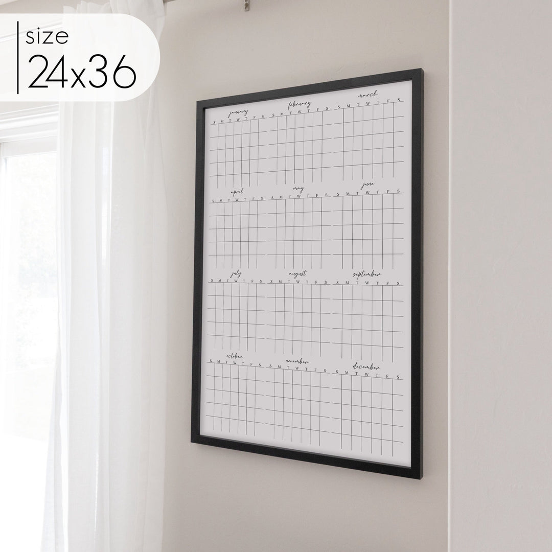 Framed Yearly Whiteboard Calendar | Vertical Pennington