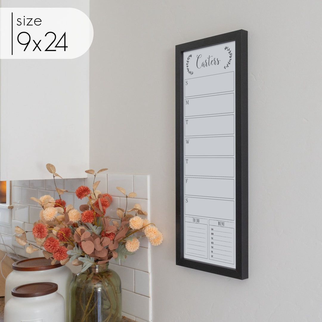 Slim Weekly Framed Whiteboard + 2 sections | Vertical Eagleton