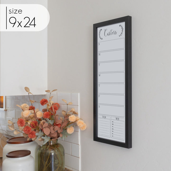 Slim Weekly Framed Whiteboard + 2 sections | Vertical Eagleton
