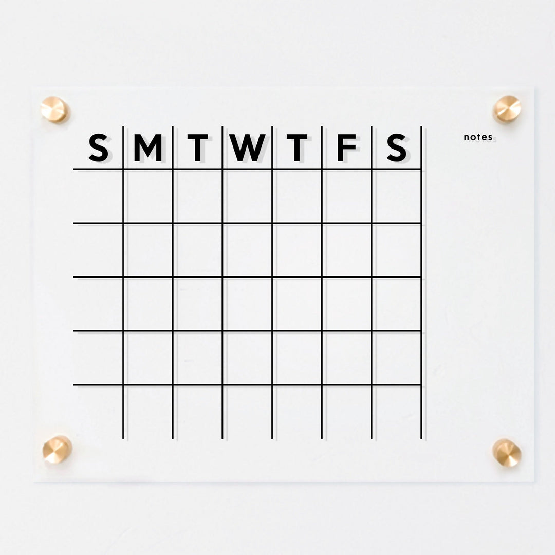 Monthly Acrylic Calendar + 1 Section | Horizontal Minimalist