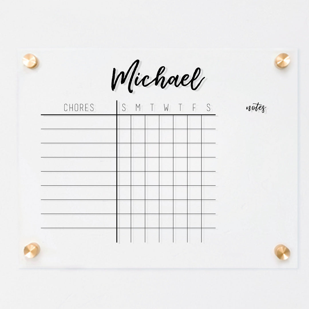1 Person Acrylic Chore Chart | Horizontal Traeger