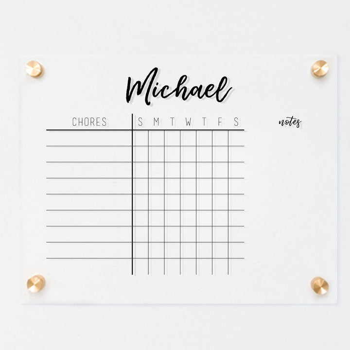 1 Person Acrylic Chore Chart | Horizontal Traeger