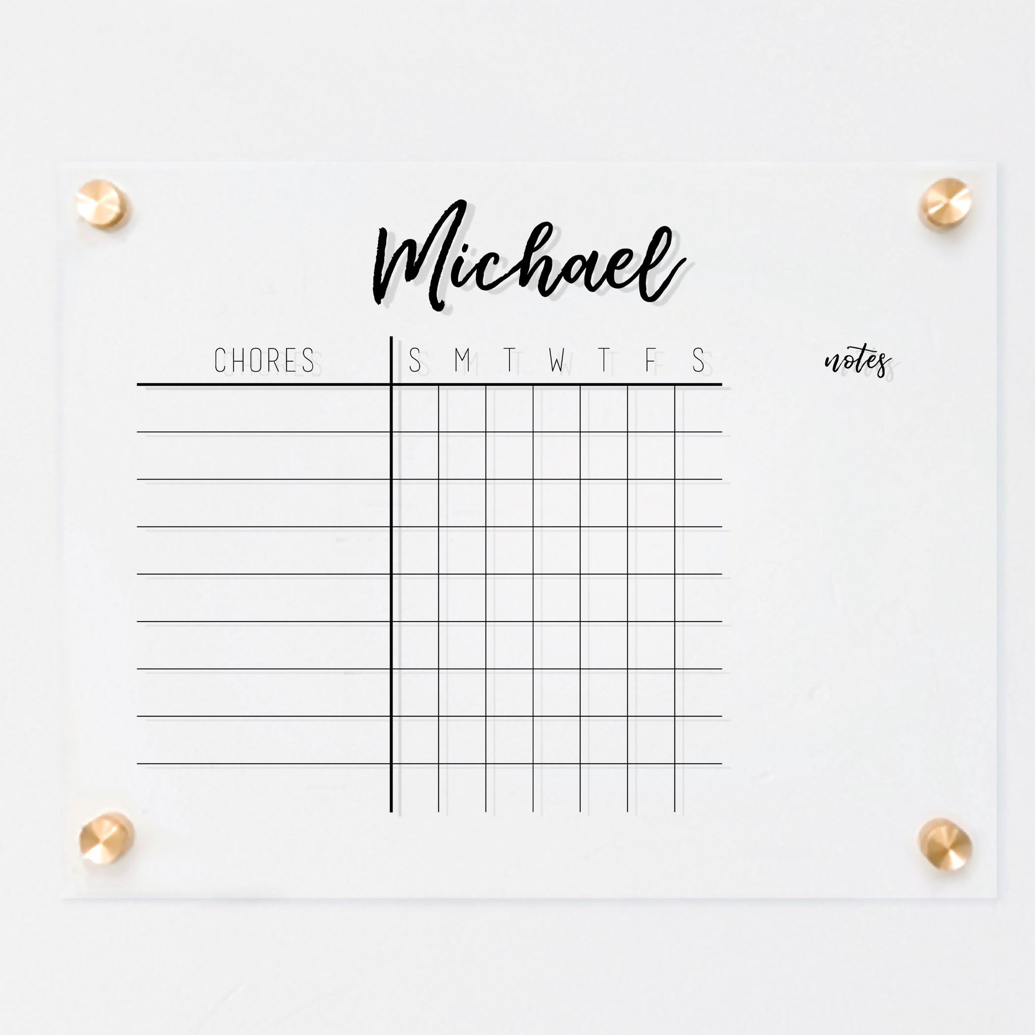 1 Person Acrylic Chore Chart | Horizontal Traeger