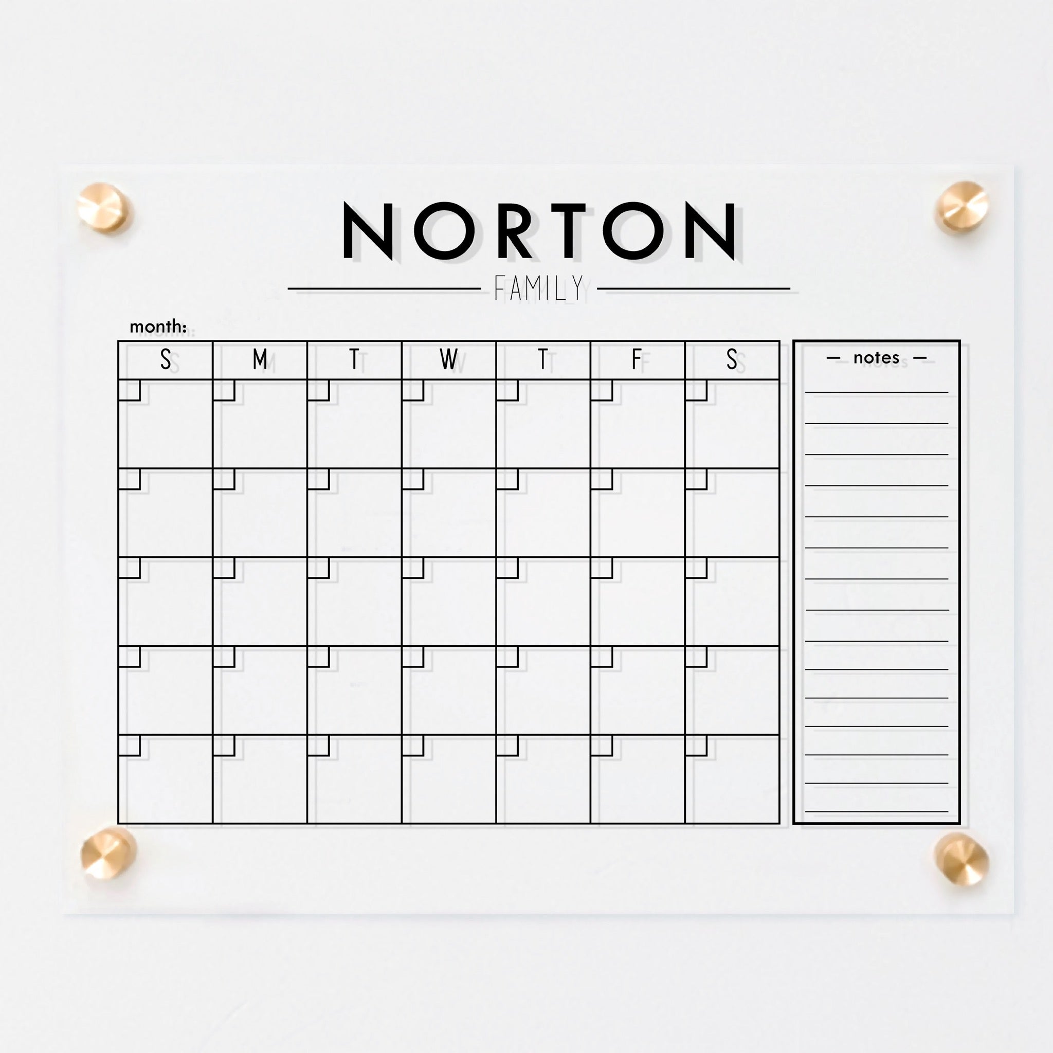 Monthly Acrylic Calendar + 1 Section | Horizontal Craig