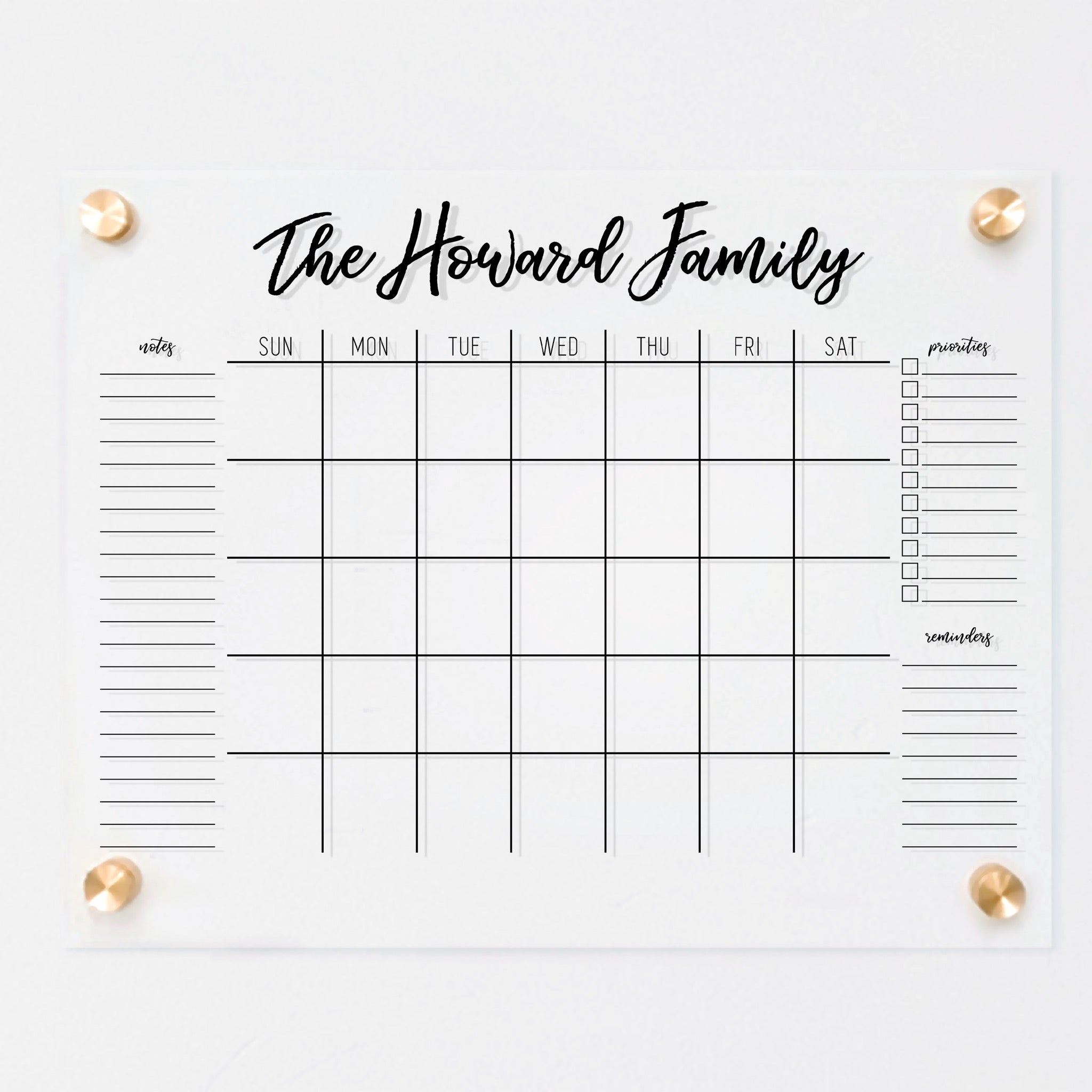 Monthly Acrylic Calendar + 3 Sections | Horizontal Traeger