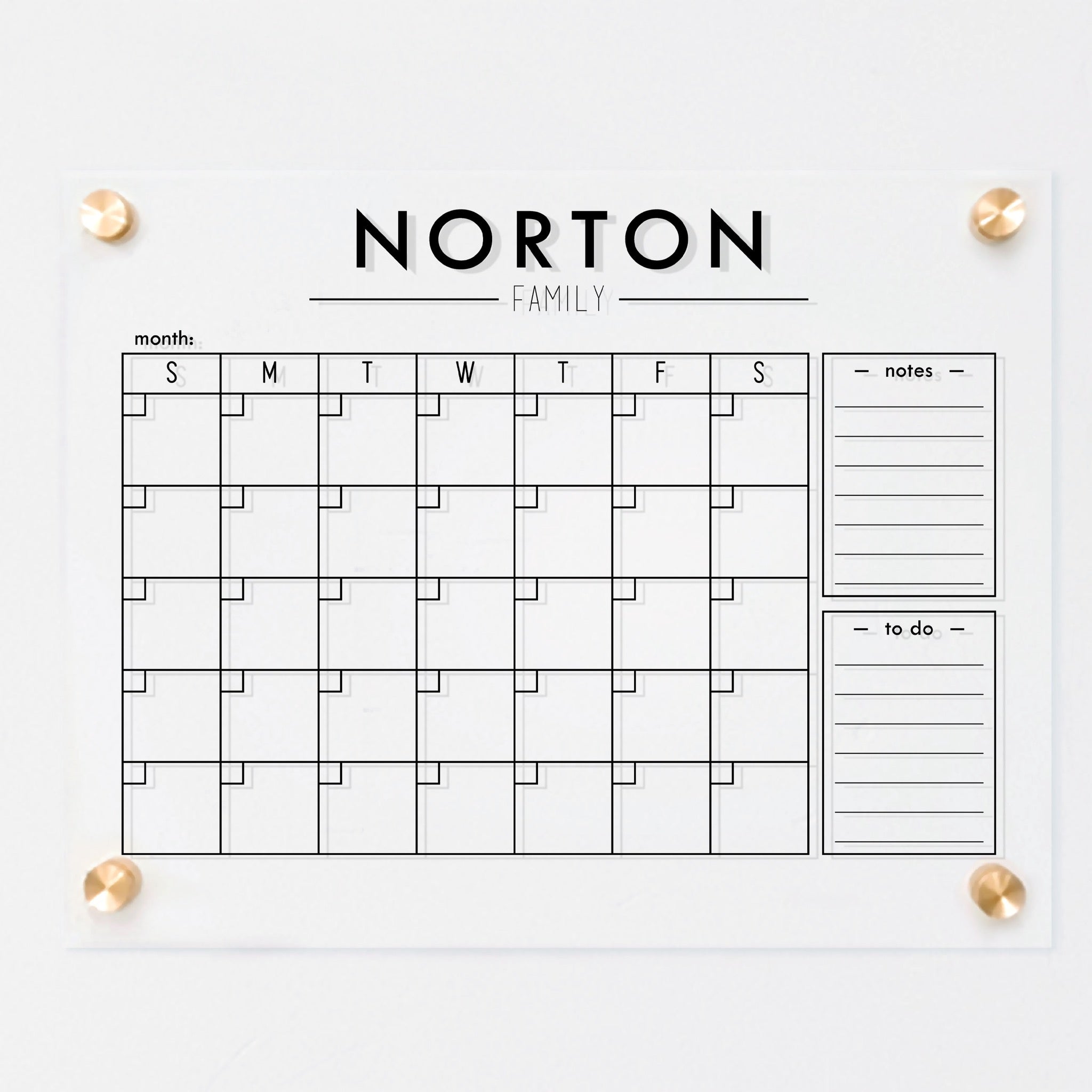 Monthly Acrylic Calendar + 2 Sections | Horizontal Craig