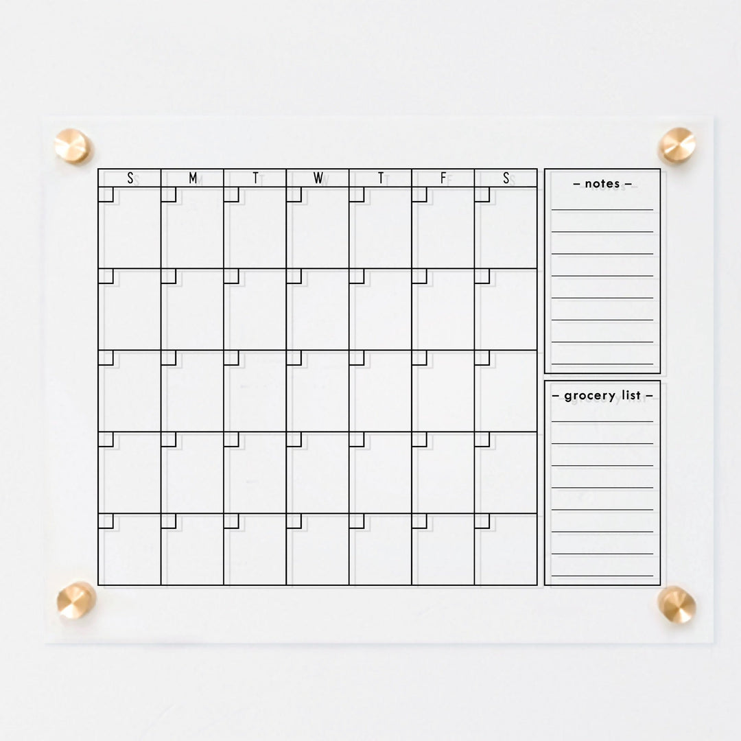 Monthly Acrylic Calendar + 2 Sections | Horizontal Multi-style