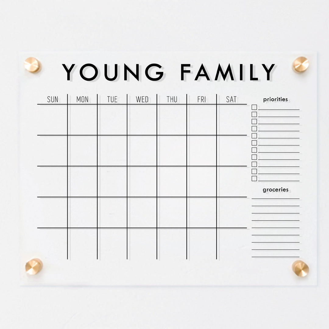 Monthly Acrylic Calendar + 2 Sections | Horizontal Madi