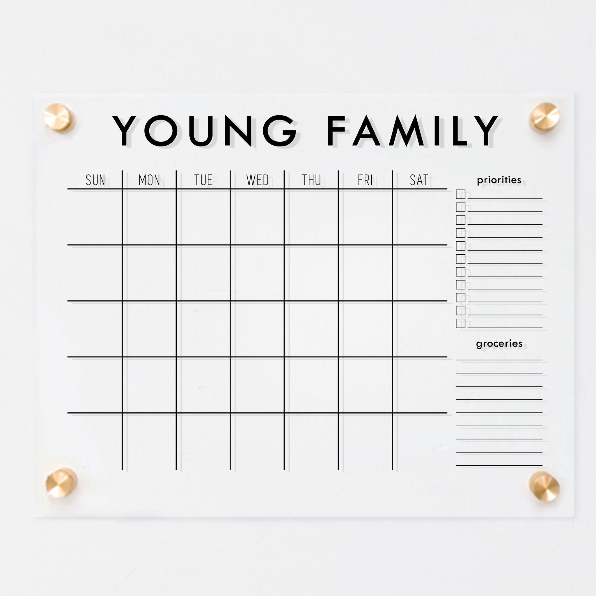 Monthly Acrylic Calendar + 2 Sections | Horizontal Madi
