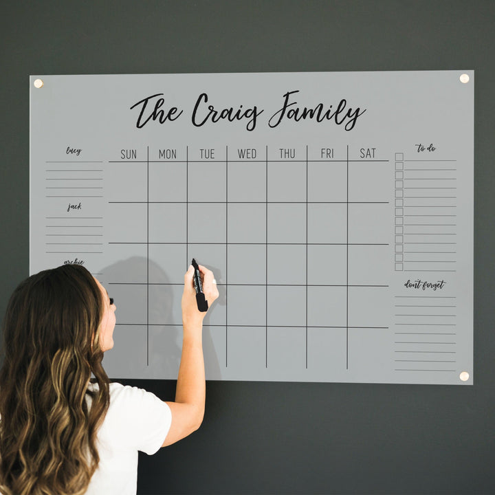 Monthly Frosted Acrylic Calendar + 6 Sections | Horizontal Traeger