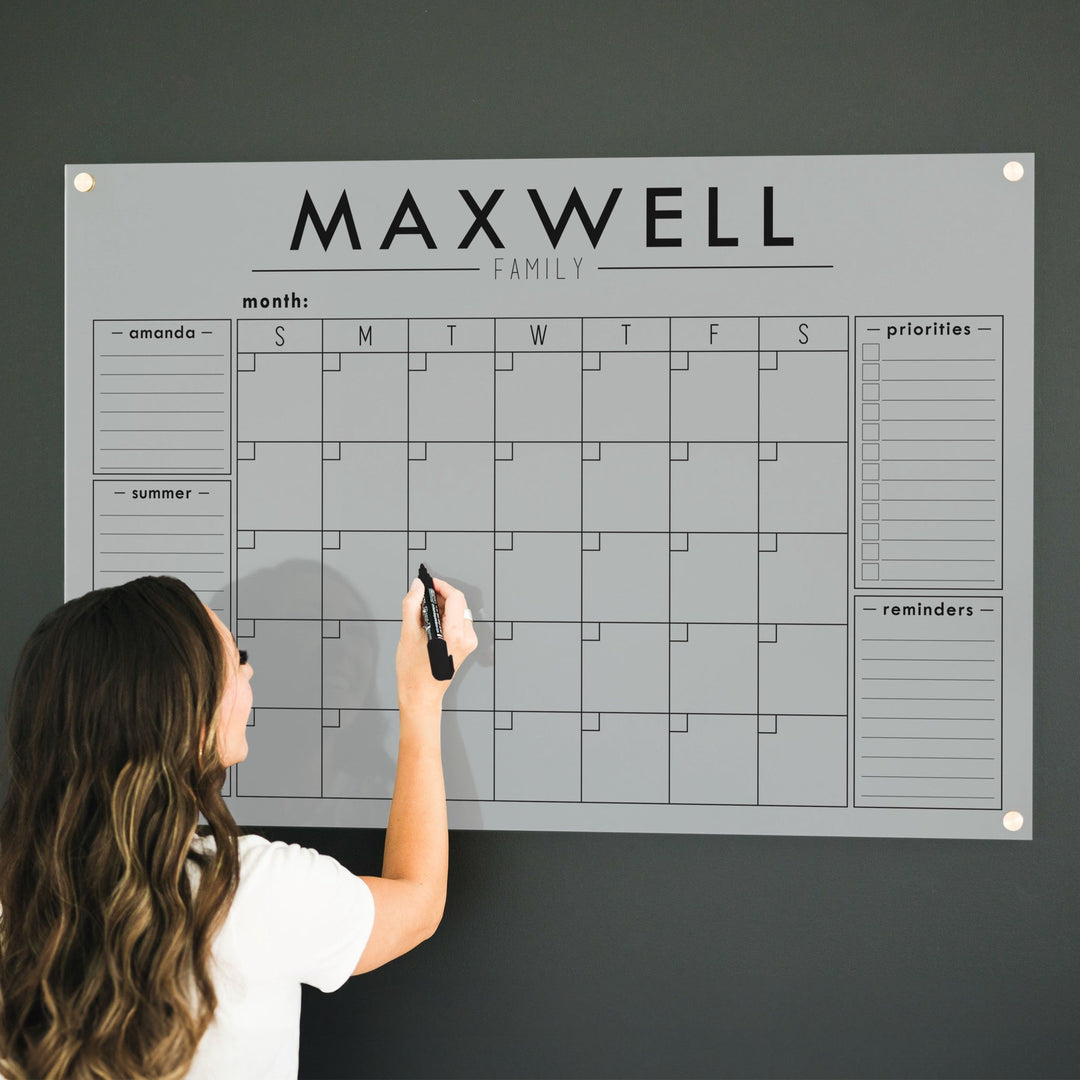 Monthly Frosted Acrylic Calendar + 5 Sections | Horizontal Craig