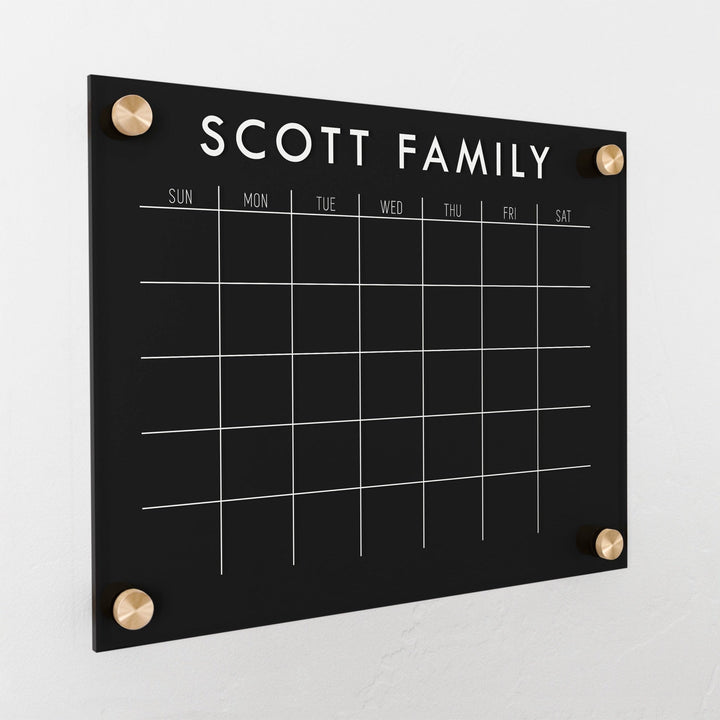 Monthly Black Acrylic Calendar | Horizontal Madi