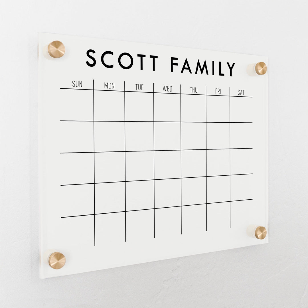 Monthly Frosted Acrylic Calendar | Horizontal Madi