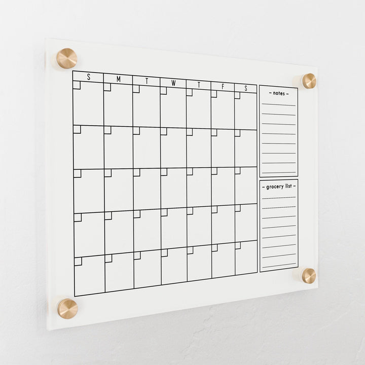 Monthly Frosted Acrylic Calendar + 2 Sections | Horizontal Multi-style