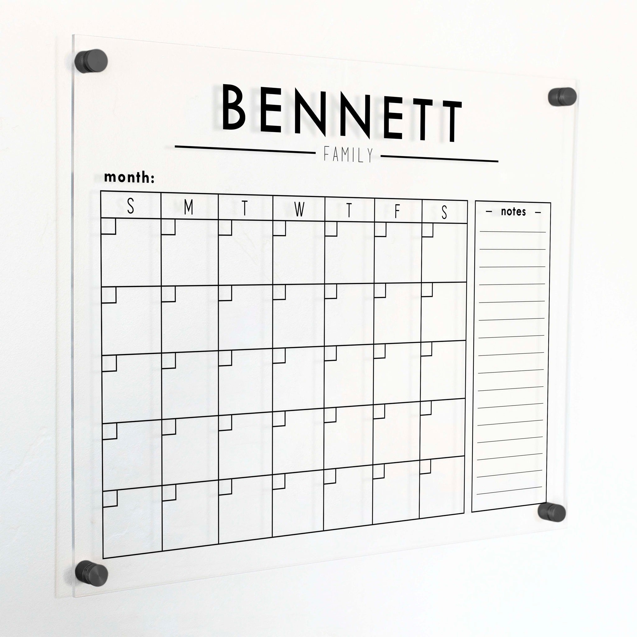 Monthly Acrylic Calendar + 1 Section | Horizontal Craig