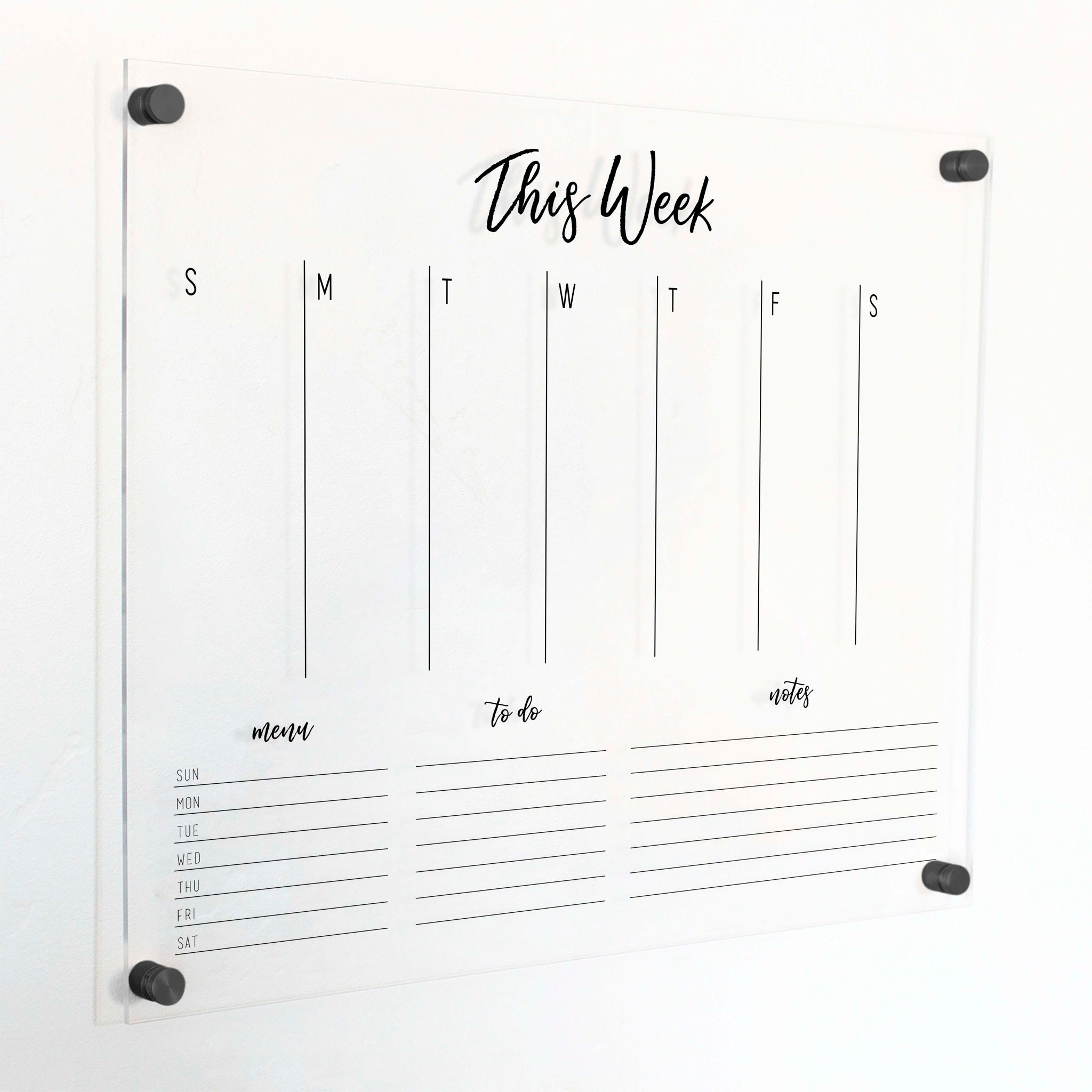 Weekly Acrylic Calendar + 3 Sections | Horizontal Traeger