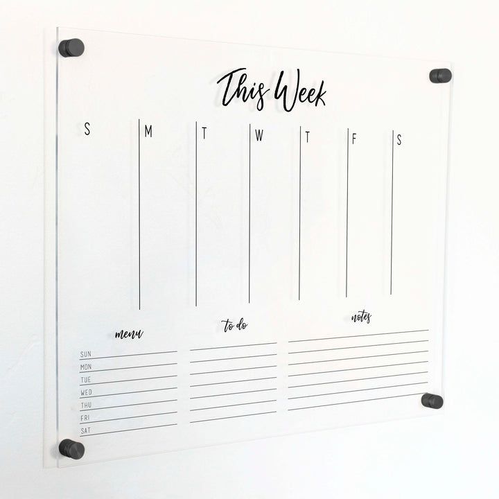 Weekly Acrylic Calendar + 3 Sections | Horizontal Traeger