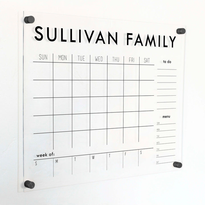 Week & Month Acrylic Calendar + 2 Sections | Horizontal Madi