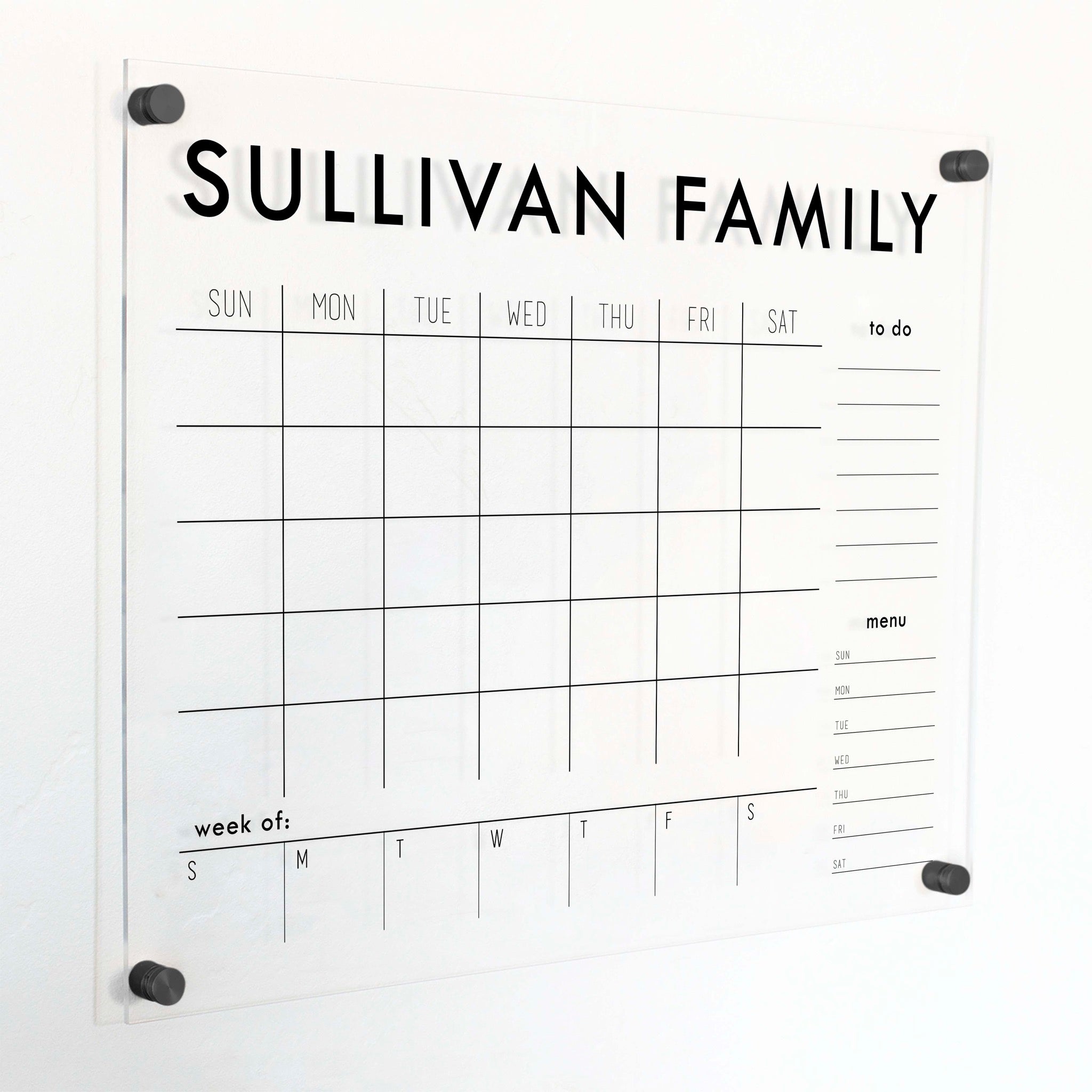 Week & Month Acrylic Calendar + 2 Sections | Horizontal Madi