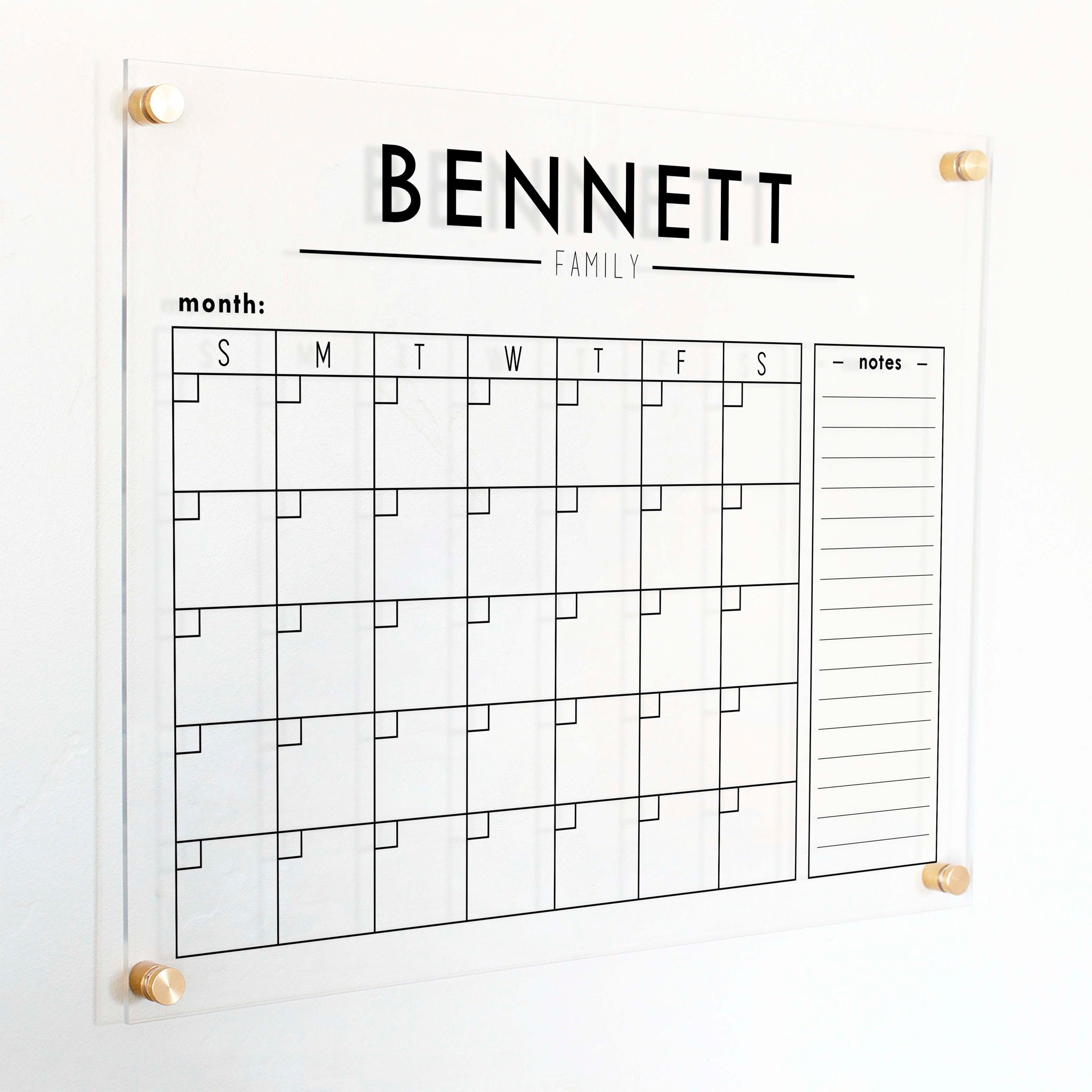 Monthly Acrylic Calendar + 1 Section | Horizontal Craig
