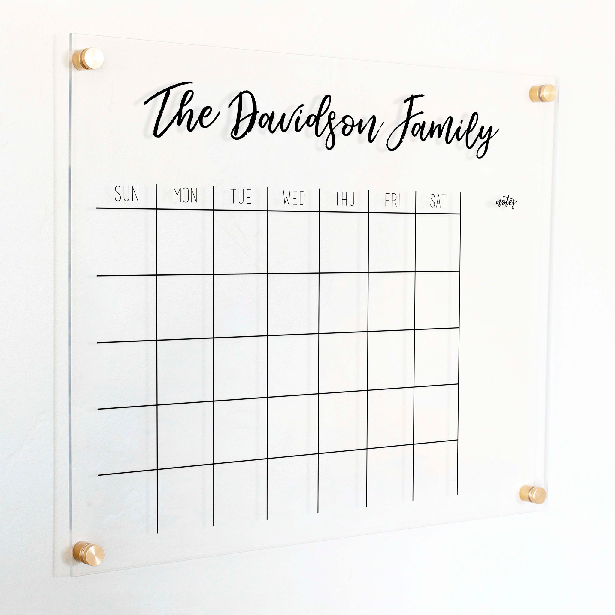 Monthly Acrylic Calendar + 1 Section | Horizontal Traeger