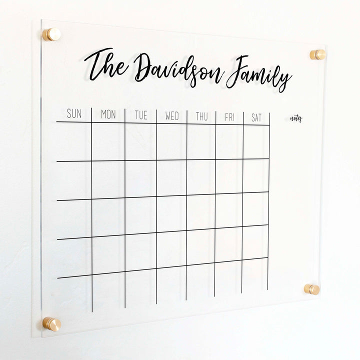 Monthly Acrylic Calendar + 1 Section | Horizontal Traeger