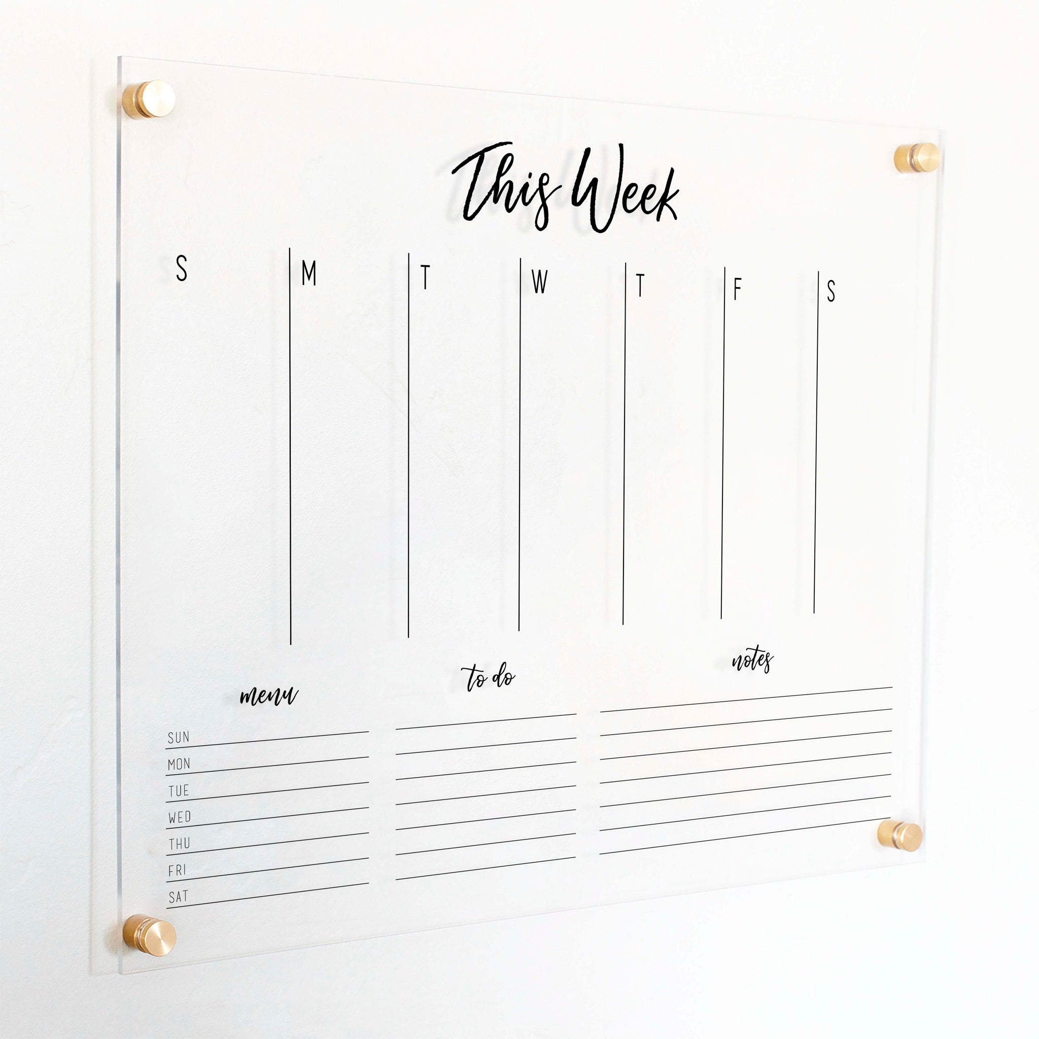 Weekly Acrylic Calendar + 3 Sections | Horizontal Traeger