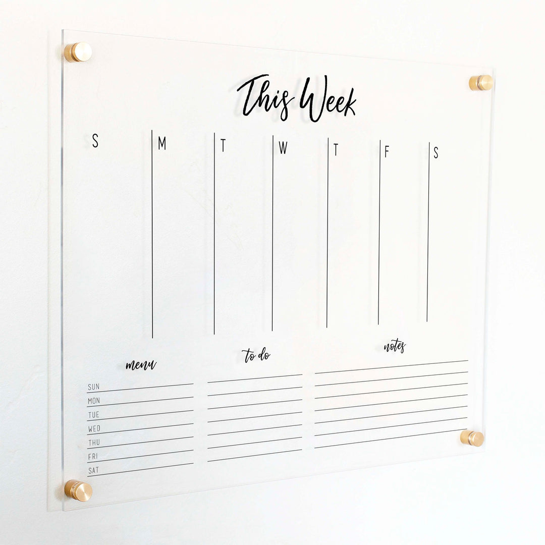 Weekly Acrylic Calendar + 3 Sections | Horizontal Traeger
