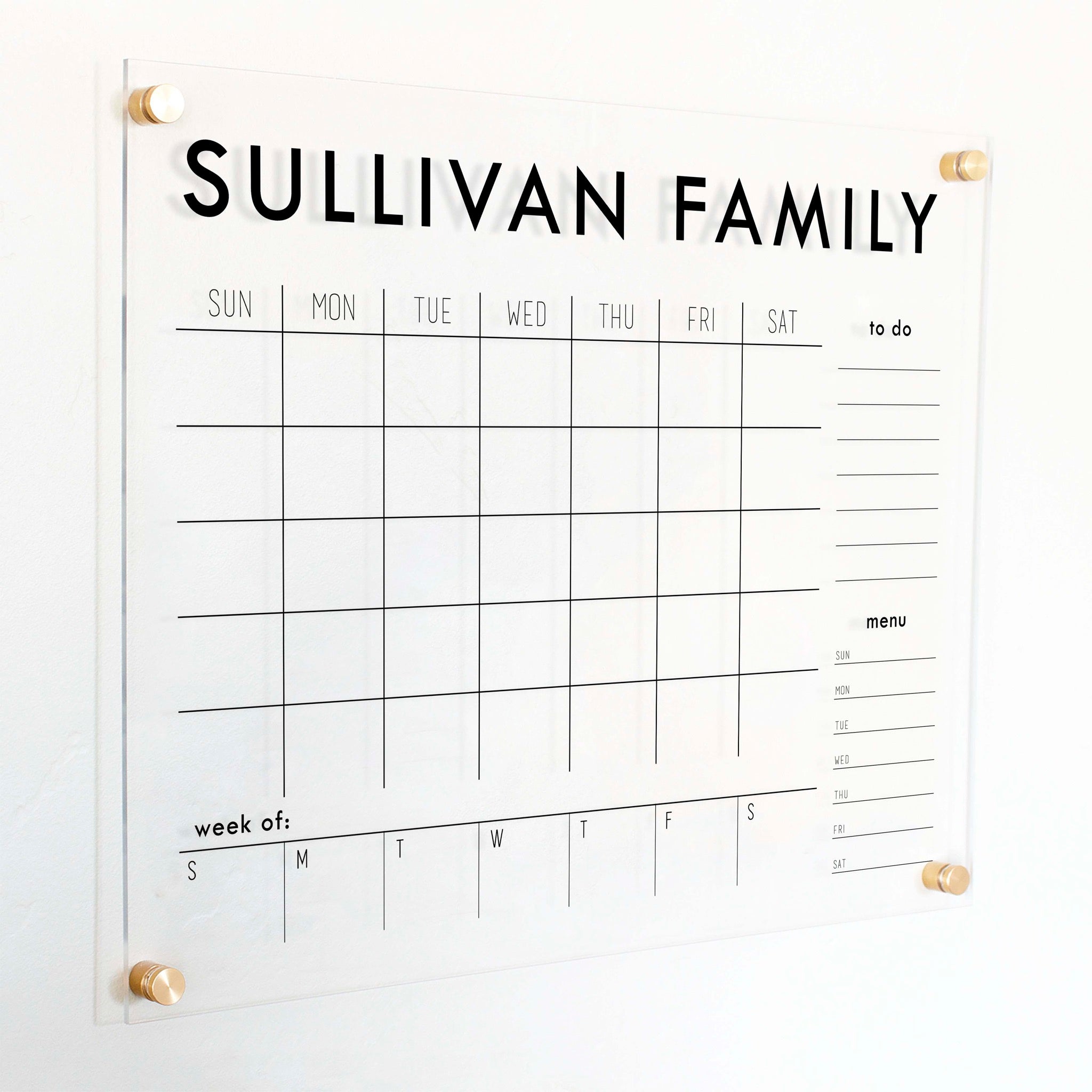 Week & Month Acrylic Calendar + 2 Sections | Horizontal Madi