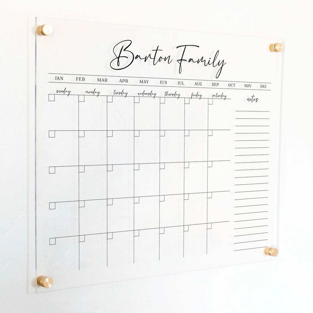 Monthly Acrylic Calendar + 1 Section | Horizontal Pennington
