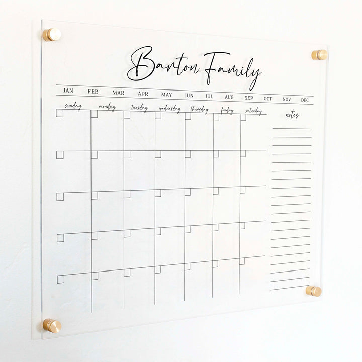 Monthly Acrylic Calendar + 1 Section | Horizontal Pennington