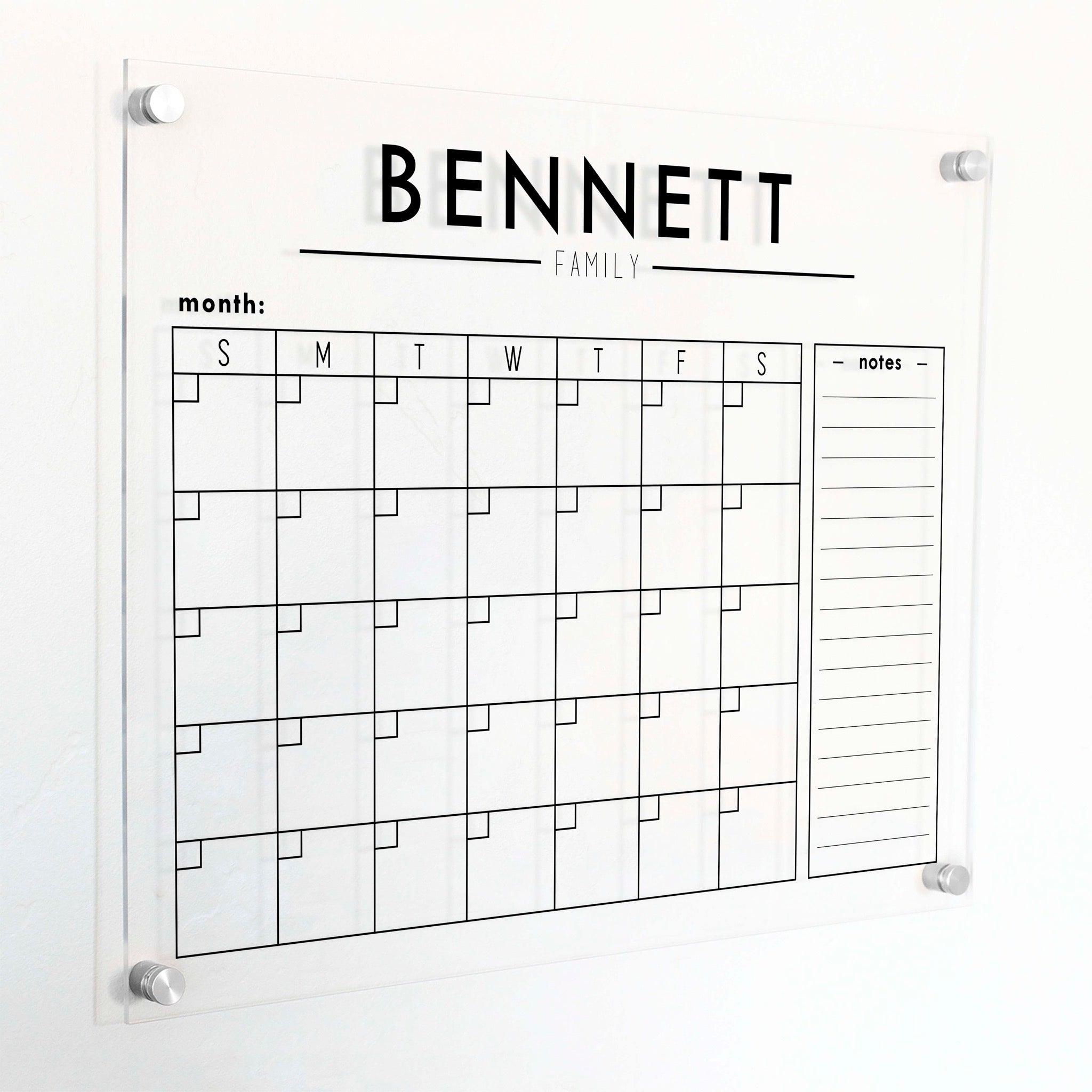 Monthly Acrylic Calendar + 1 Section | Horizontal Craig