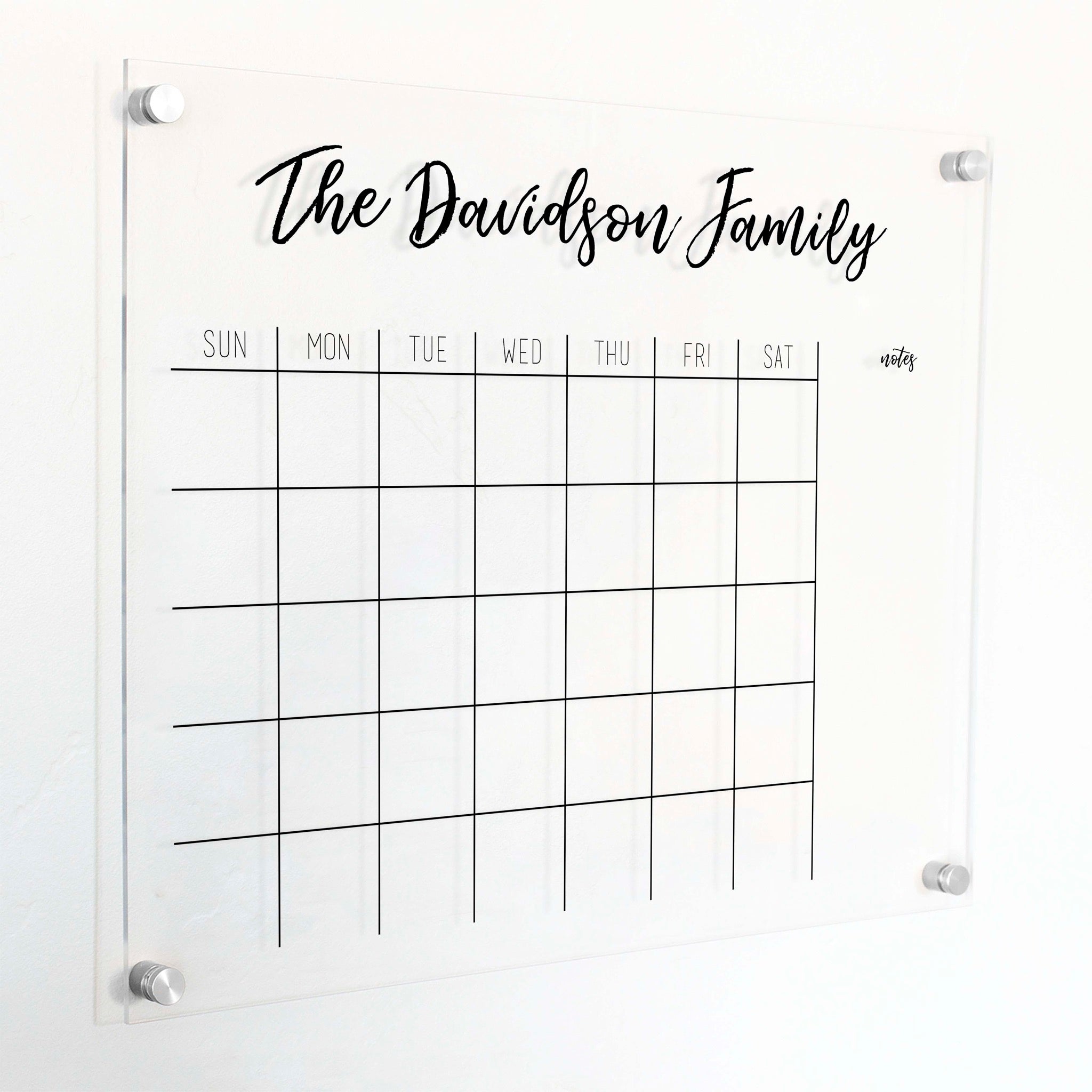 Monthly Acrylic Calendar + 1 Section | Horizontal Traeger