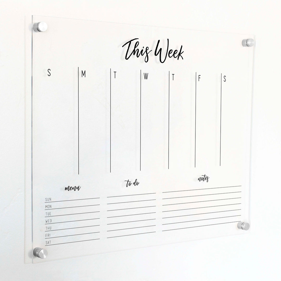 Weekly Acrylic Calendar + 3 Sections | Horizontal Traeger