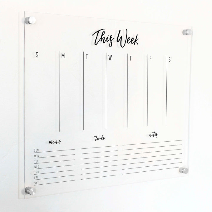 Weekly Acrylic Calendar + 3 Sections | Horizontal Traeger